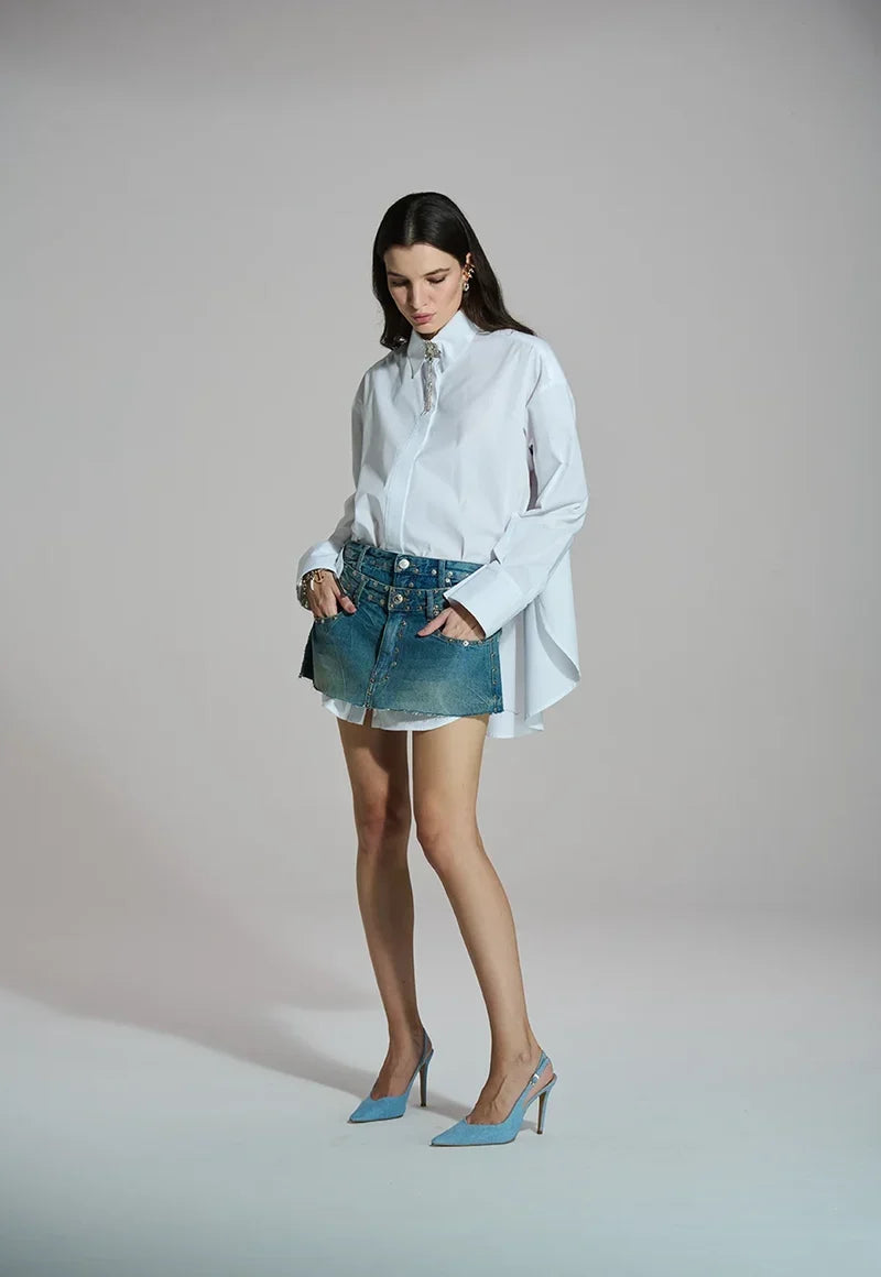 Camisa Tricoline Fenda Lateral