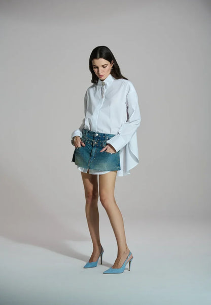Camisa Tricoline Fenda Lateral