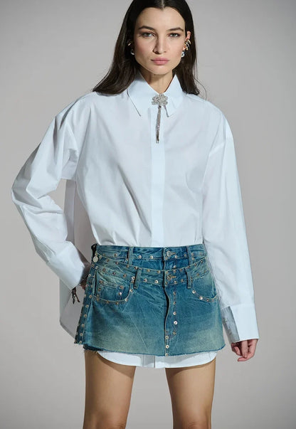 Camisa Tricoline Fenda Lateral