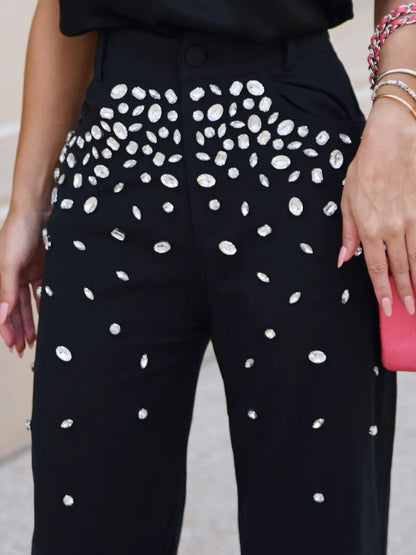 Calça Wide Leg Jewellery Bordada