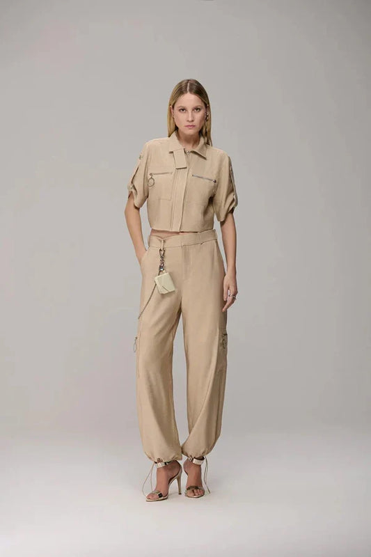 Conjunto Jaqueta Cropped+Calça Reta